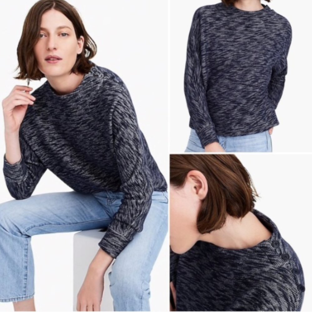 J. Crew Point Sur Dolman Sleeve Mock Neck Top Navy